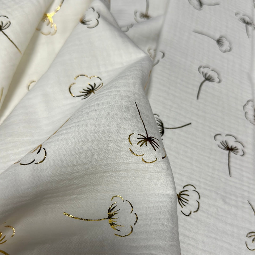 Katia - Mousseline Gold Collection - Double Gauze - Gold Cotton Flower Metallic - Autumn Winter 2021 Collection