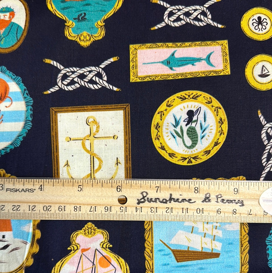 Dear Stella - Seafarer - Navy - Priced by the Half Metre