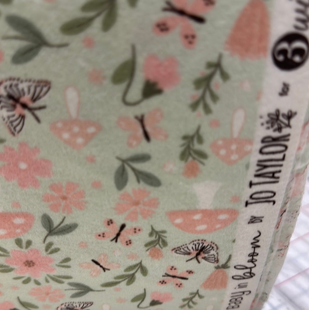 Flanelle - 3 souhaits - Baby In Bloom Flannel par Jo Taylor Collection - Papillons et fleurs - Prix au demi-mètre