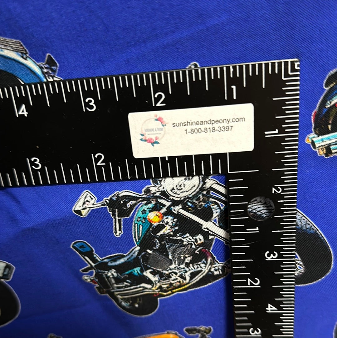 Robert Kaufman - On the Road - Vintage Motorcycles on Royal Blue