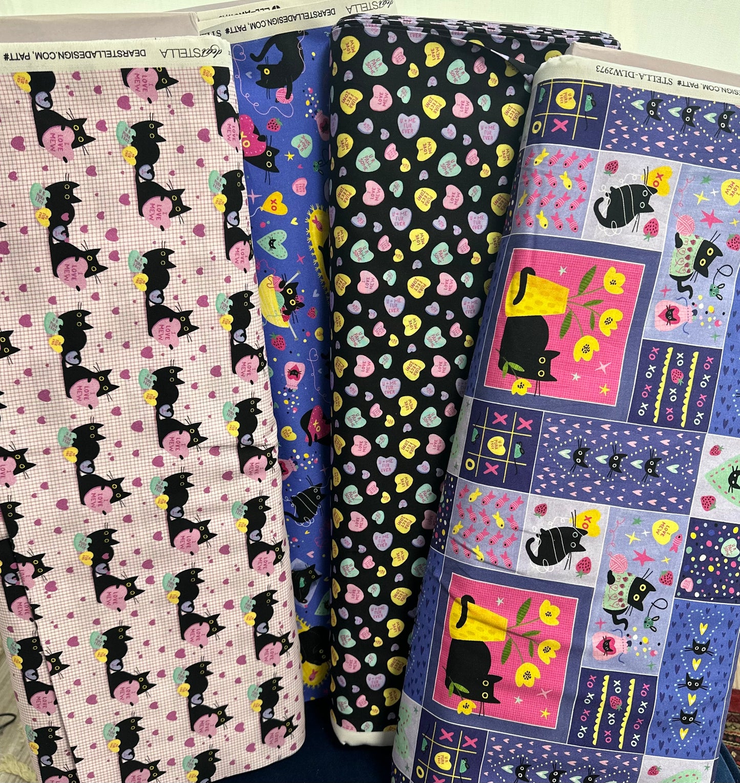 Dear Stella - I Love Mew -  White - from the Hugs N Purrs Collection by Leezaworks for Dear Stella - Priced by the Half Metre