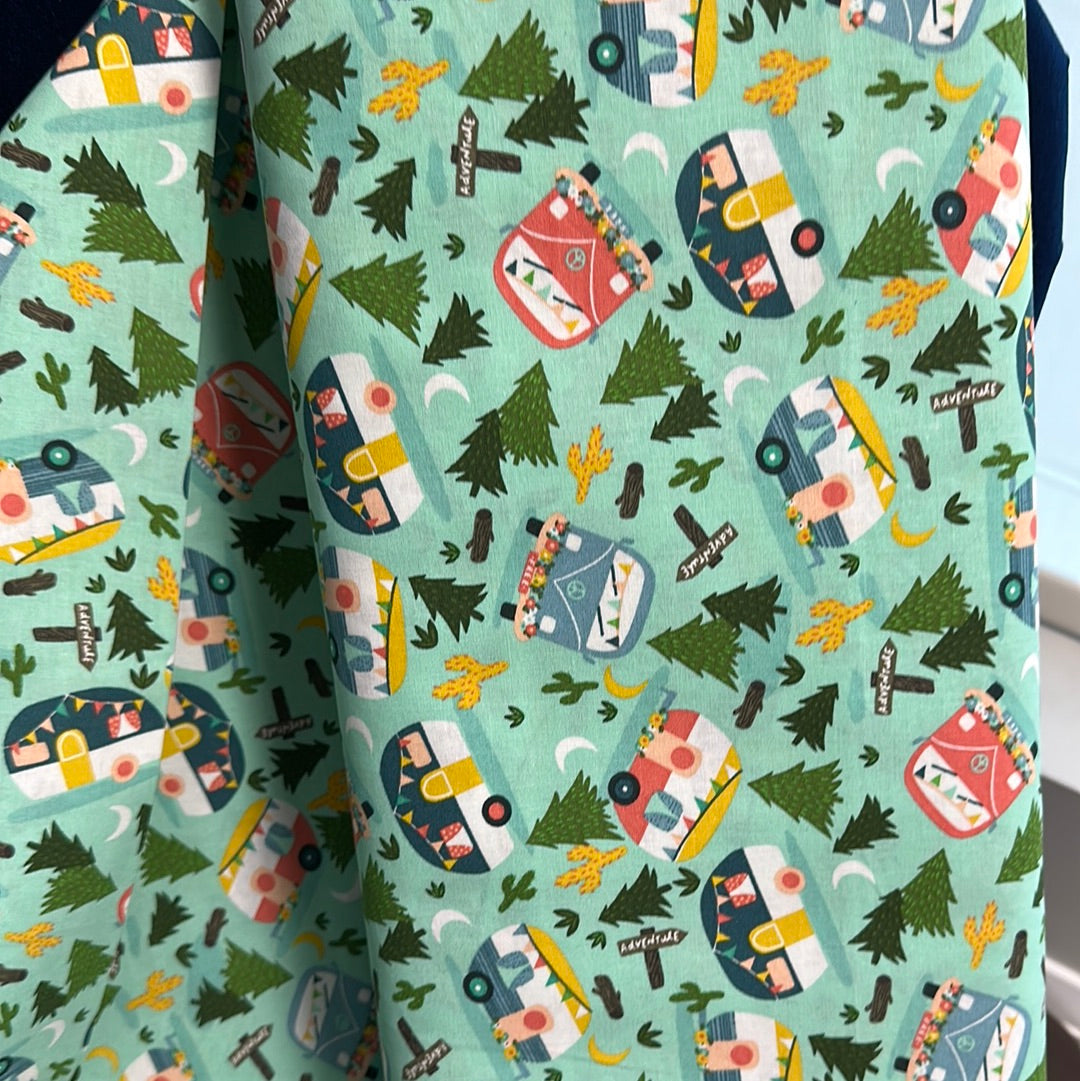 3 Wishes Fabric - Happy Camper - Live your Adventure - Turquoise