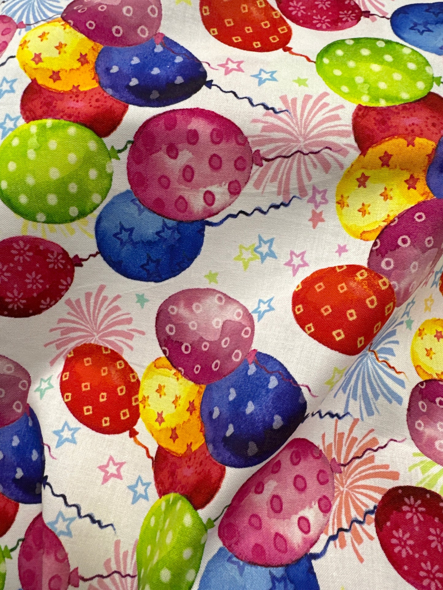 Robert Kaufman - Happy Day Collection by Elena Vladykina - Celebration on white - Priced by the Half Metre