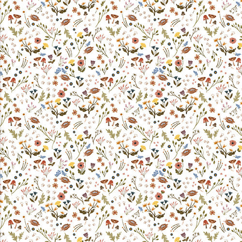 3 Wishes Fabric - Cozy Forest - Nature Walk - White