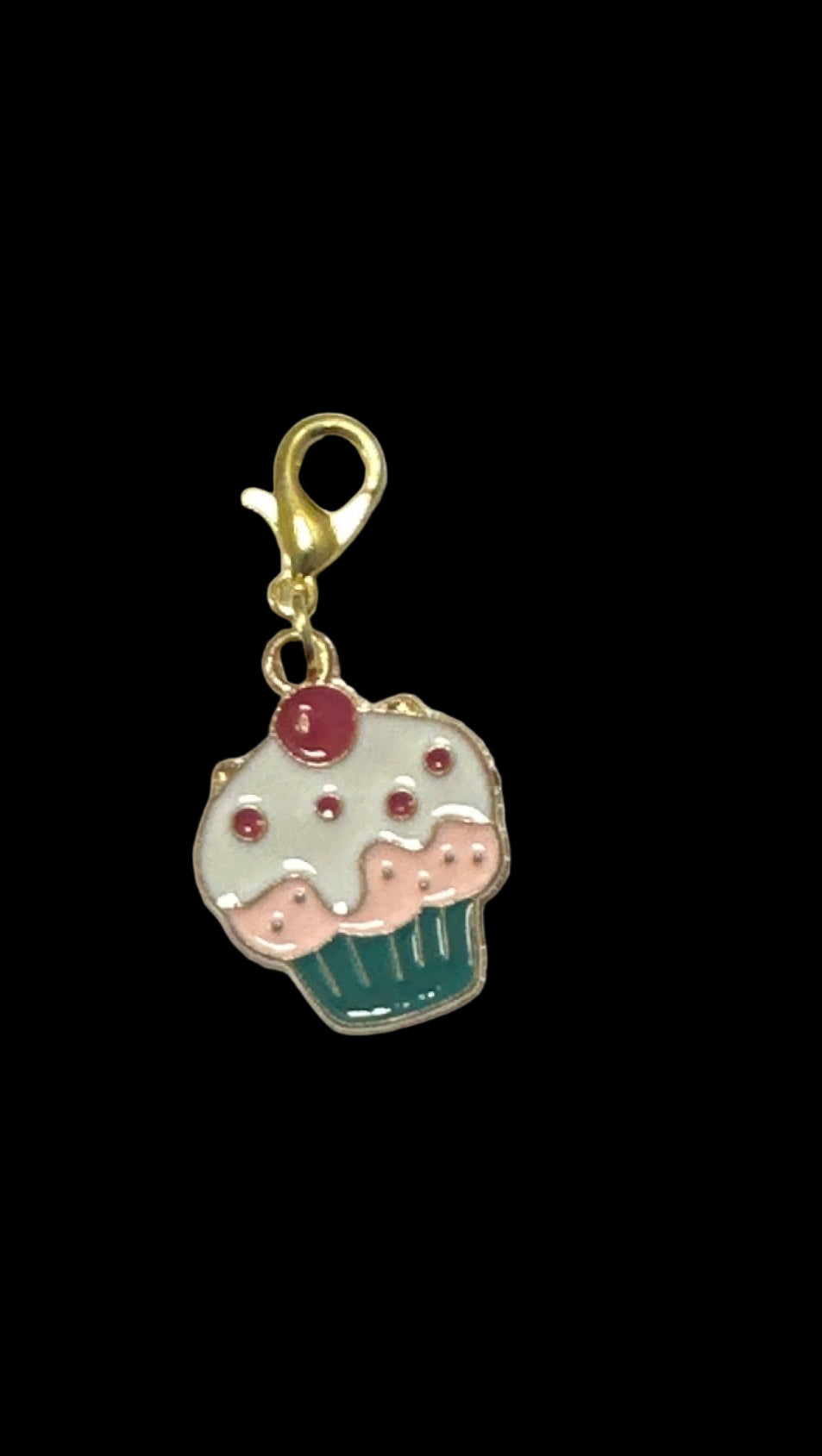 Stitch Marker / Zipper pull - Charm - Cupcake with frosting and cherry on top