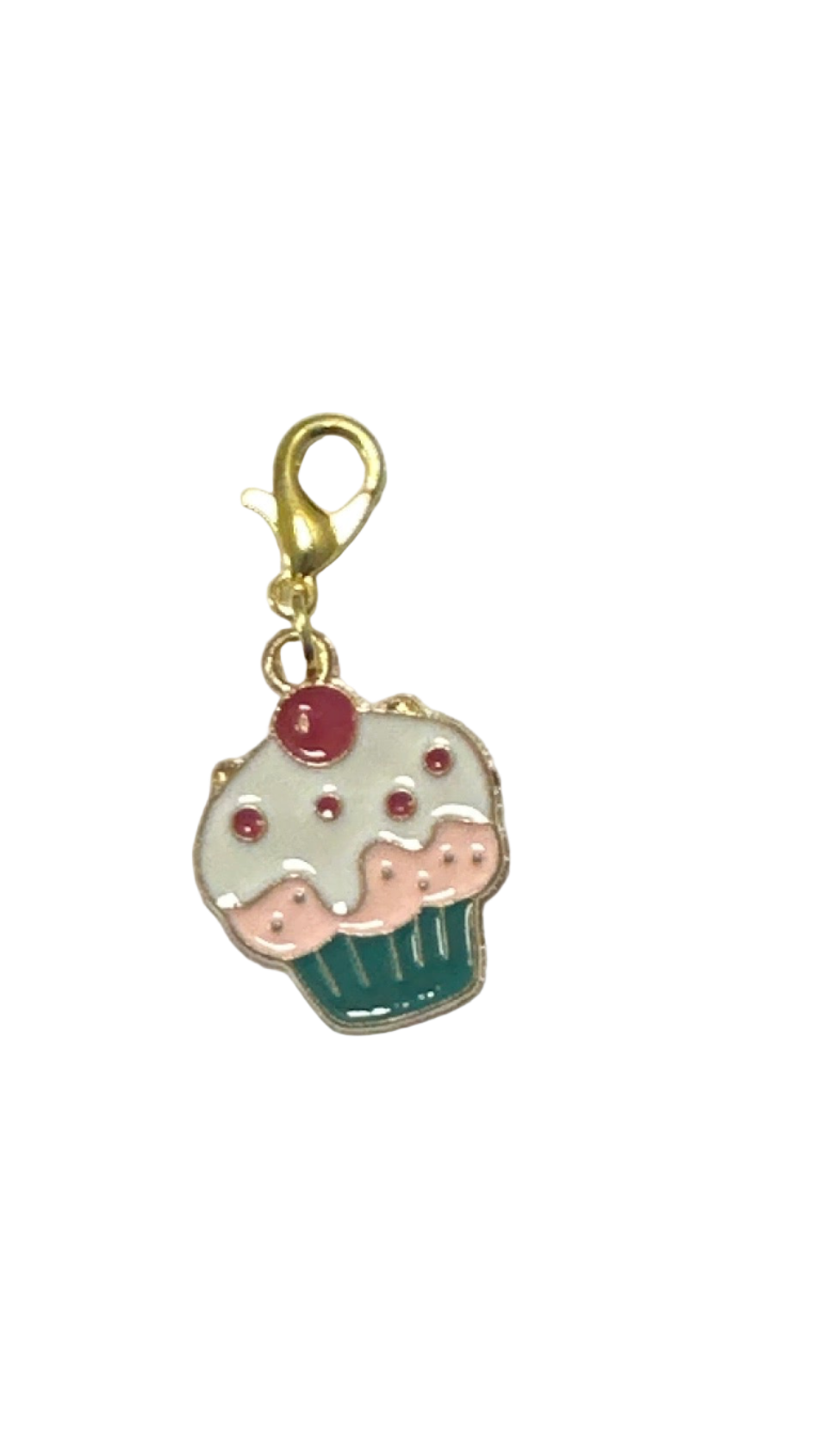 Stitch Marker / Zipper pull - Charm - Cupcake with frosting and cherry on top