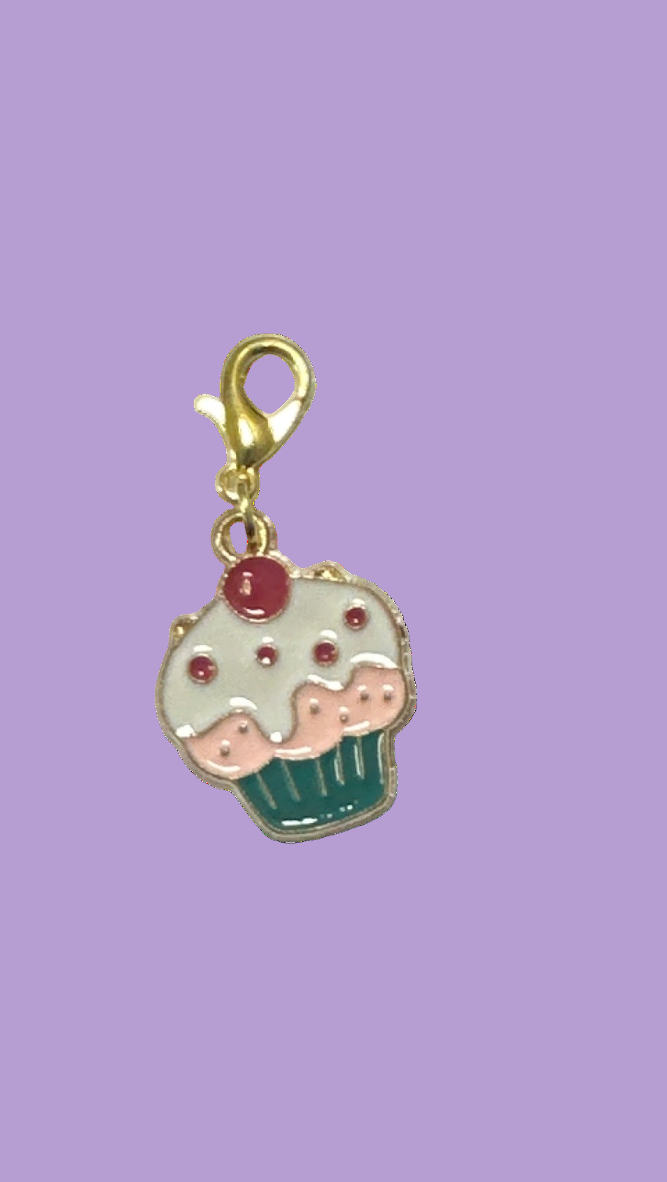 Stitch Marker / Zipper pull - Charm - Cupcake with frosting and cherry on top
