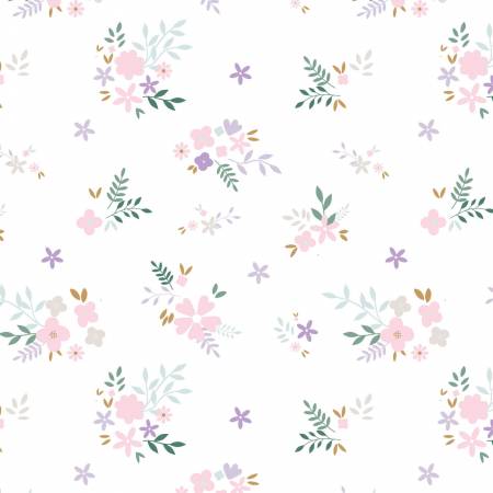 Flannel - Soft Floral - White