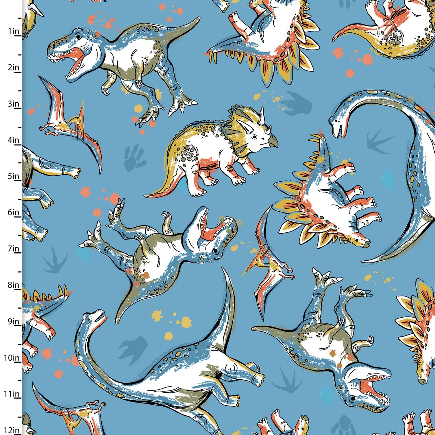 Flannel - 3 Wishes - Totally Roarsome Flannel by Josh Rey Collection - Blue Roarsome Dinos - Blue - Priced by the Half Metre