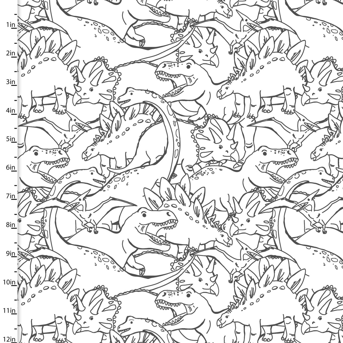 Flannel - 3 Wishes - Totally Roarsome Flannel by Josh Rey Collection - Outlines - White - Priced by the Half Metre