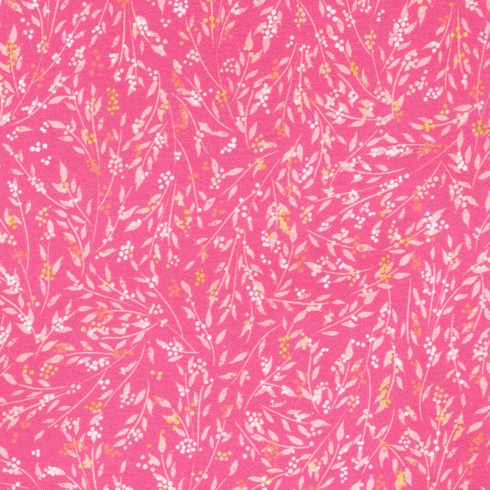 Robert Kaufman Fabrics - Unicorn Meadow - Pink - petit floral/meadow grass - Sold by the half metre