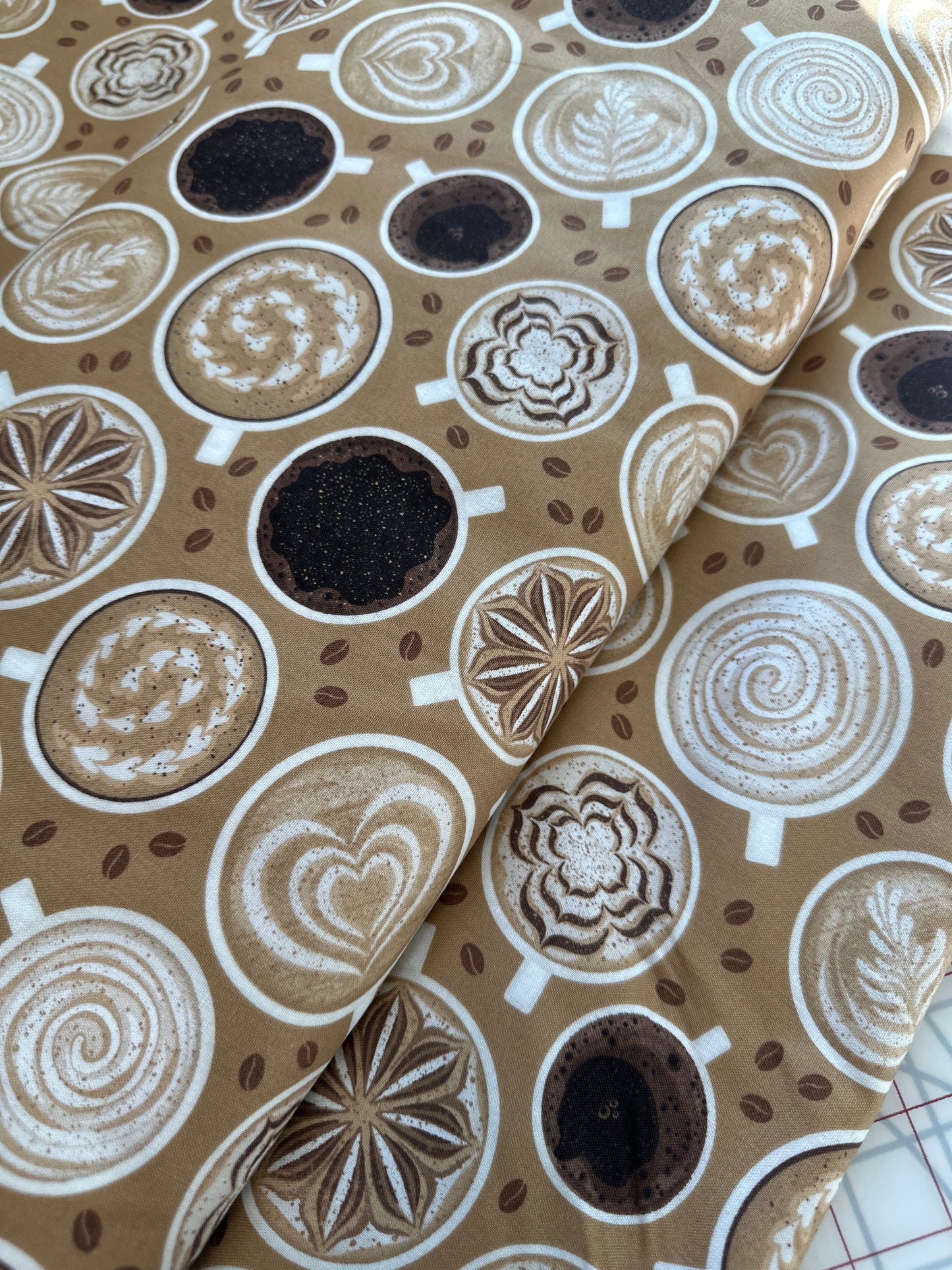 Coffee Art Allover - Latte by Wilmington Prints part of the Coffee Life Collection by Jennifer Pugh - Priced per half metre