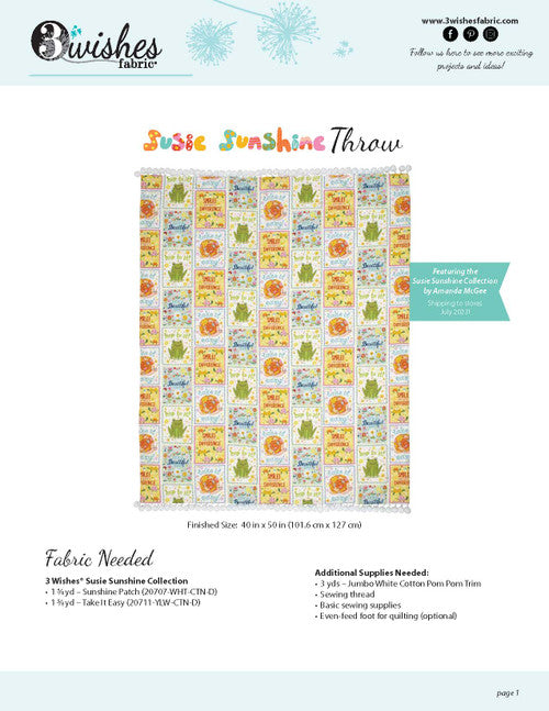 3 Wishes Fabric - Susie Sunshine Collection - Sunshine Patch