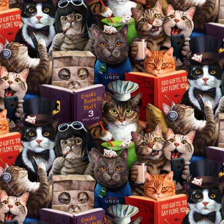 Elizabeths Studio  - Cats Meow Collection   - Cats Meow - Packed -  Priced by the Half Metre