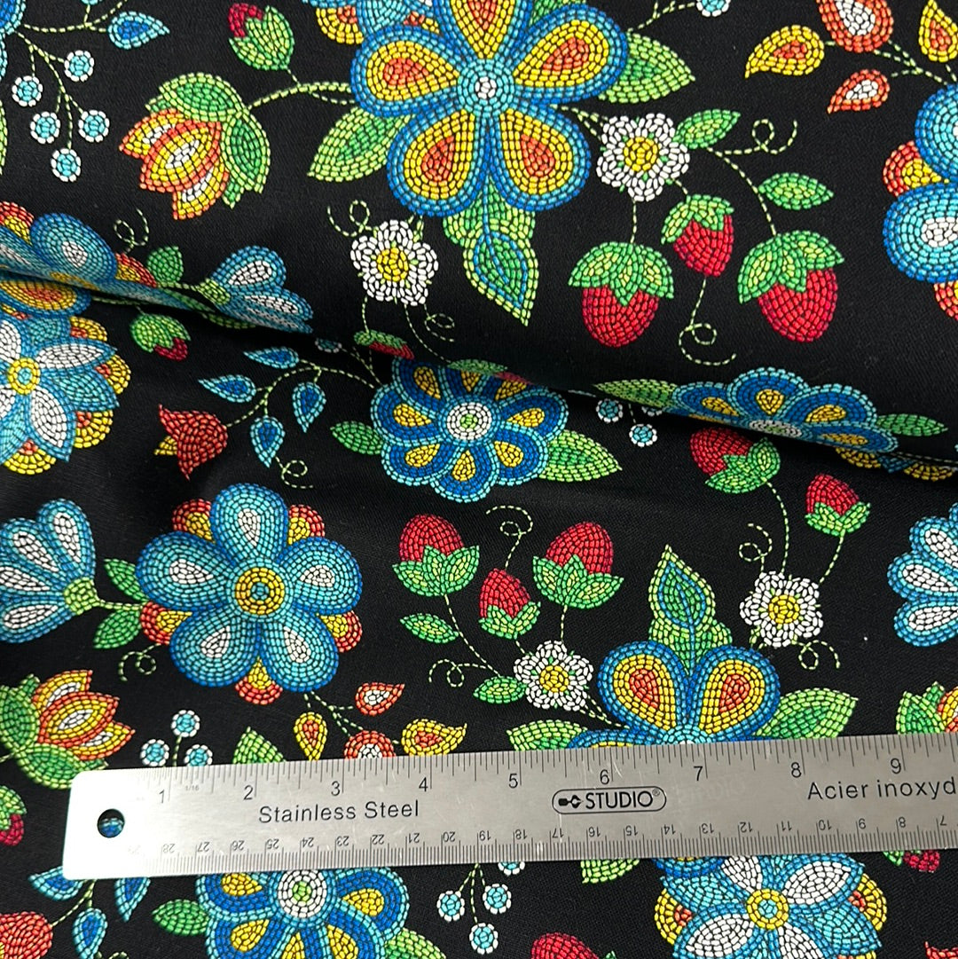 Canvas - Beaded Strawberry - Tucson Canvas by Elizabeth Studios Collection -  Black