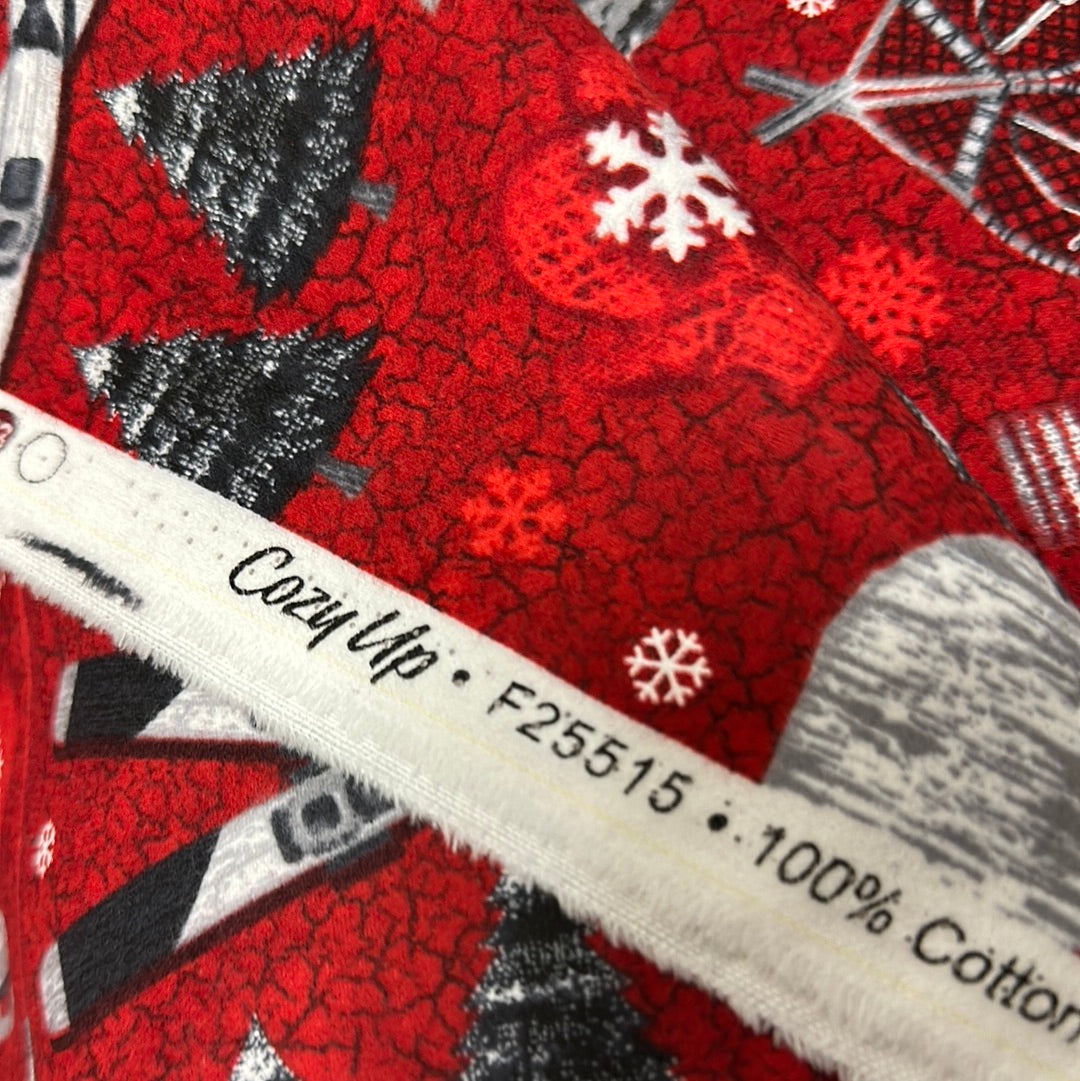 Flannel - Northcott - Cozy Up -Dark Red - Multi