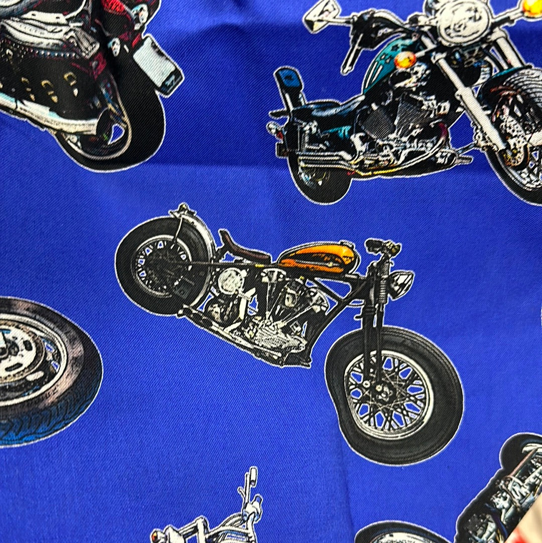 Robert Kaufman - On the Road - Vintage Motorcycles on Royal Blue