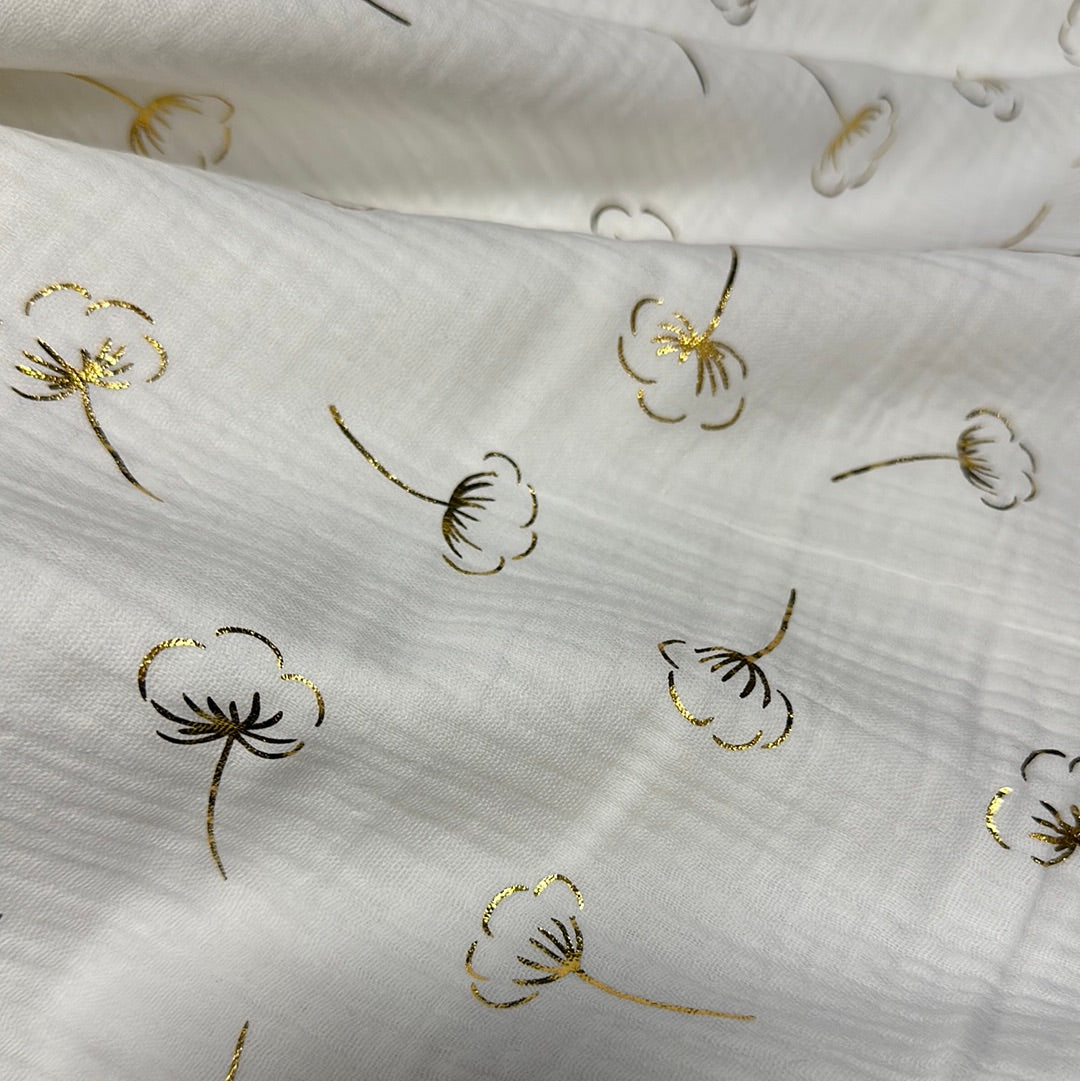 Katia - Mousseline Gold Collection - Double Gauze - Gold Cotton Flower Metallic - Autumn Winter 2021 Collection
