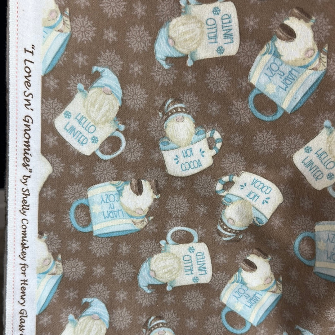 Flannel - Hot Cocoa Cup - Gnomes - Brown - Henry Glass