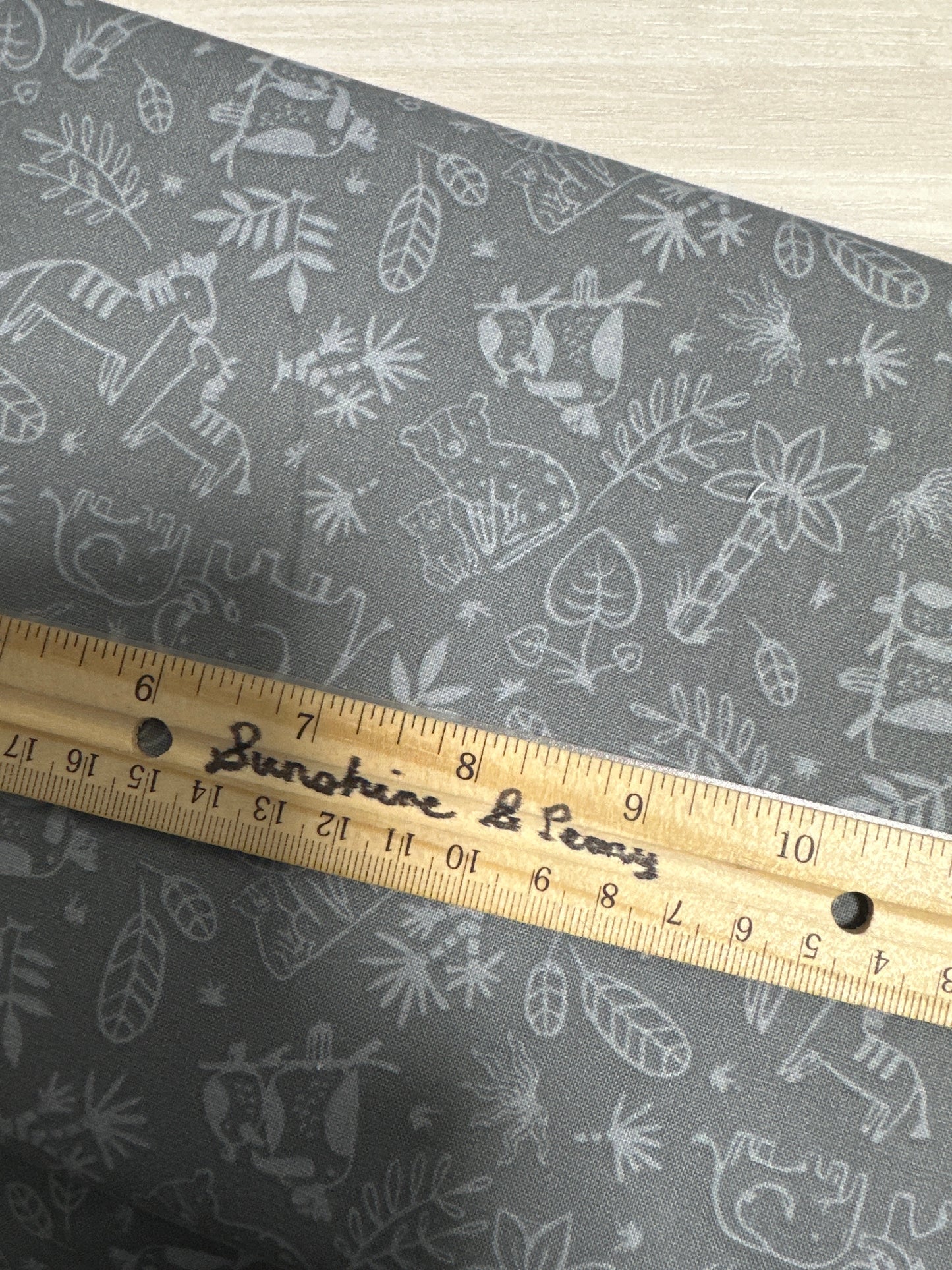 3 Wishes Fabric - Sweet Savanna - Tonal Outline - Gray