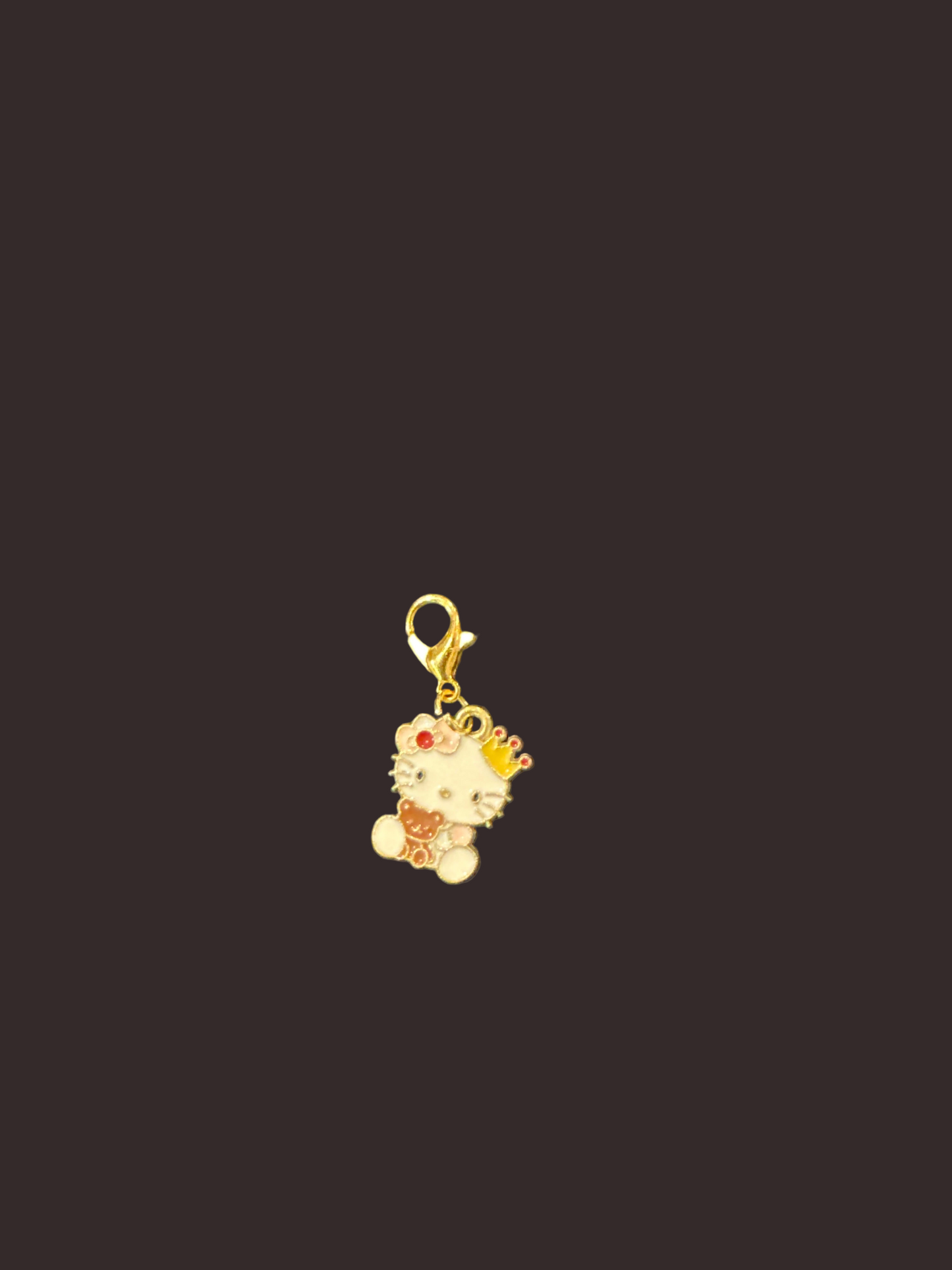 Stitch Marker/Zipper Pull - Charm - Cute Kitty with floral and teddy bear