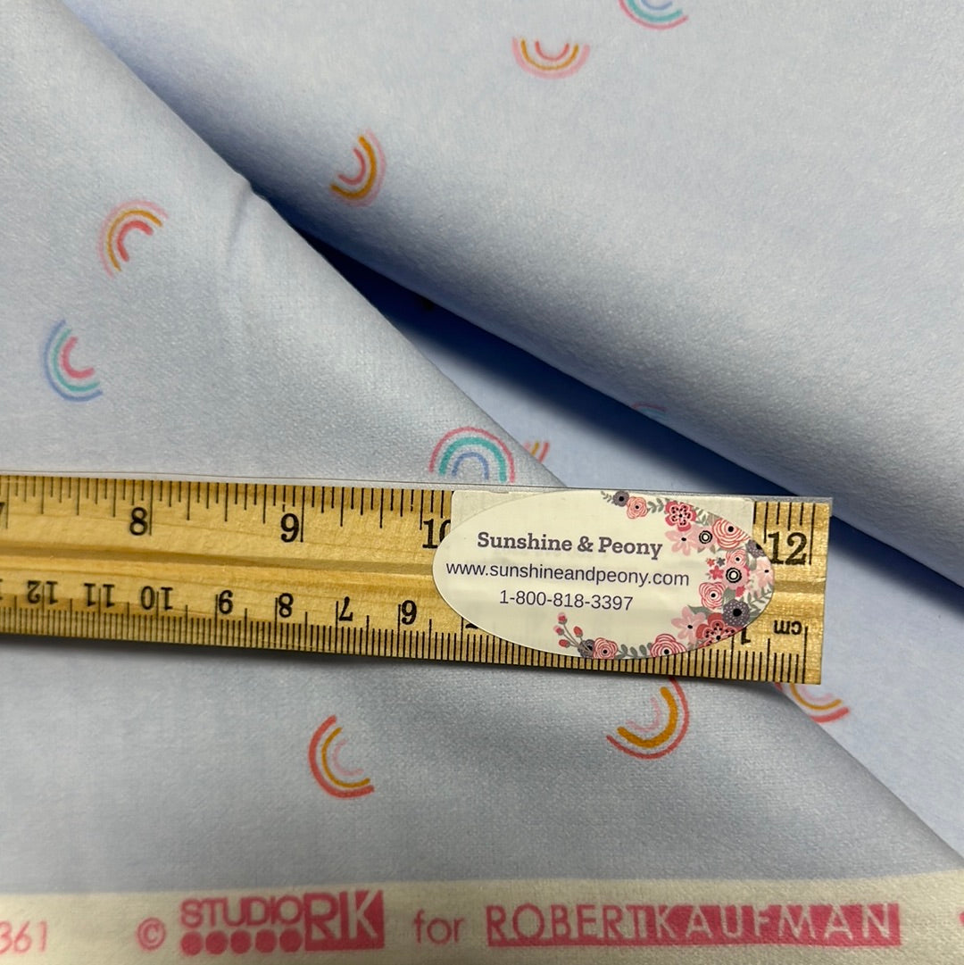 Flannel - Cozy Cotton Flannel - Rainbows - Cornflower - by Robert Kaufman