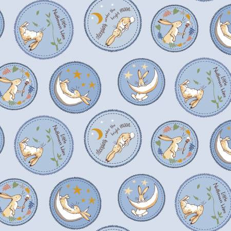 Clothworks - Guess How Much I Love You 2024 Collection - Badges - Light Slate - Priced by the half metre