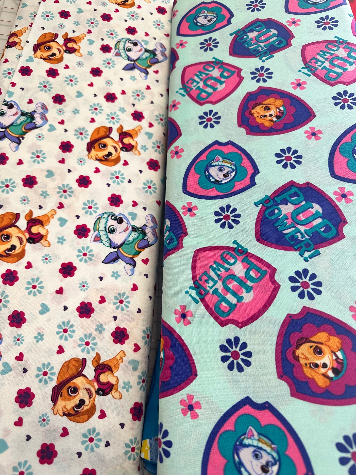 Paw Patrol by David Textiles - Paw Patrol Pup Power - White/Multi  - Priced per half metre