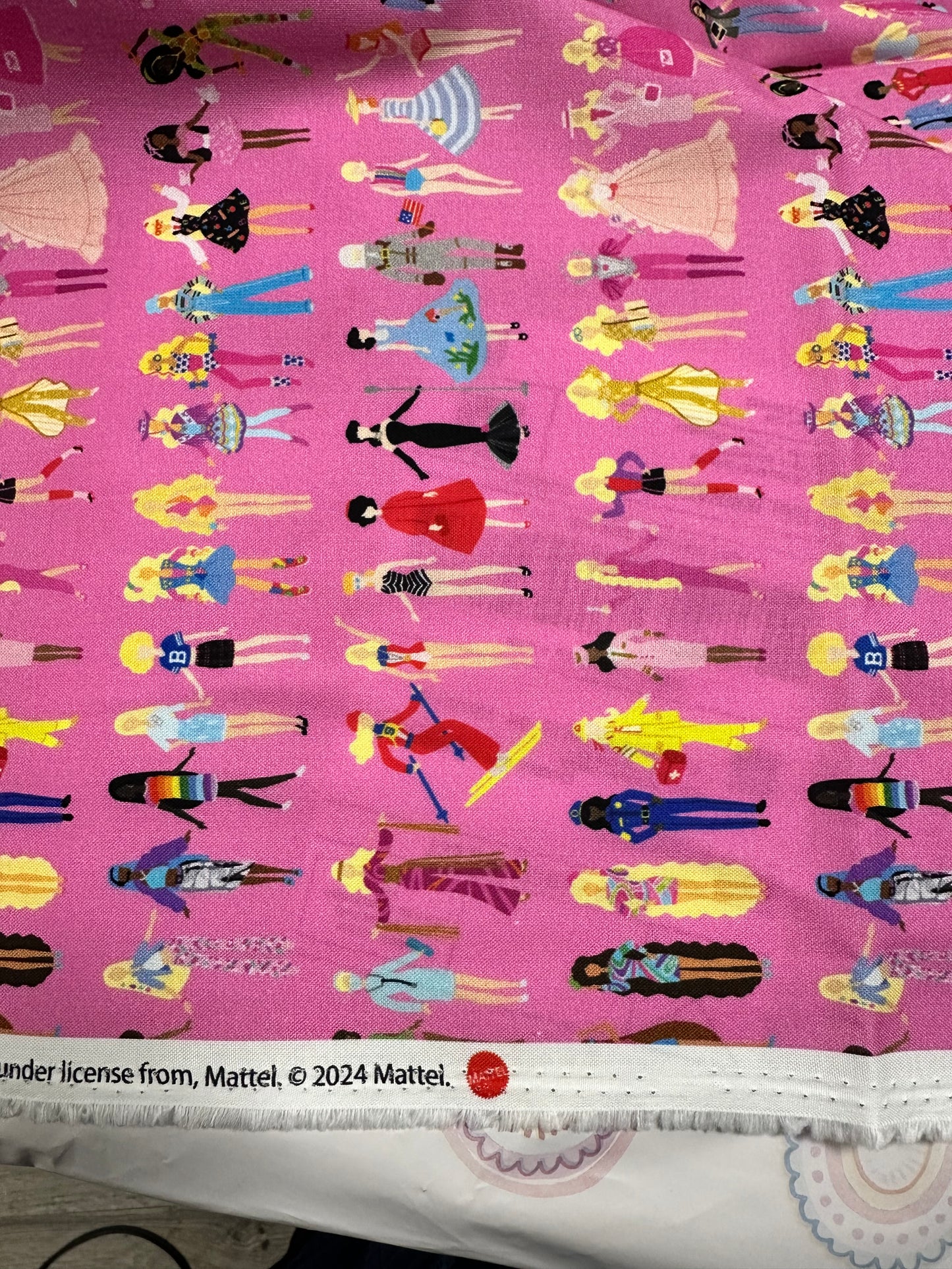 Riley Blake Barbie World Collection - Barbie Dolls - Medium Pink - Priced per Full Yard 36" x width of fabric