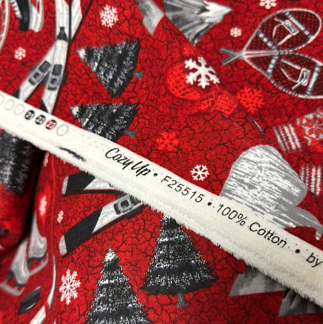Flannel - Northcott - Cozy Up -Dark Red - Multi