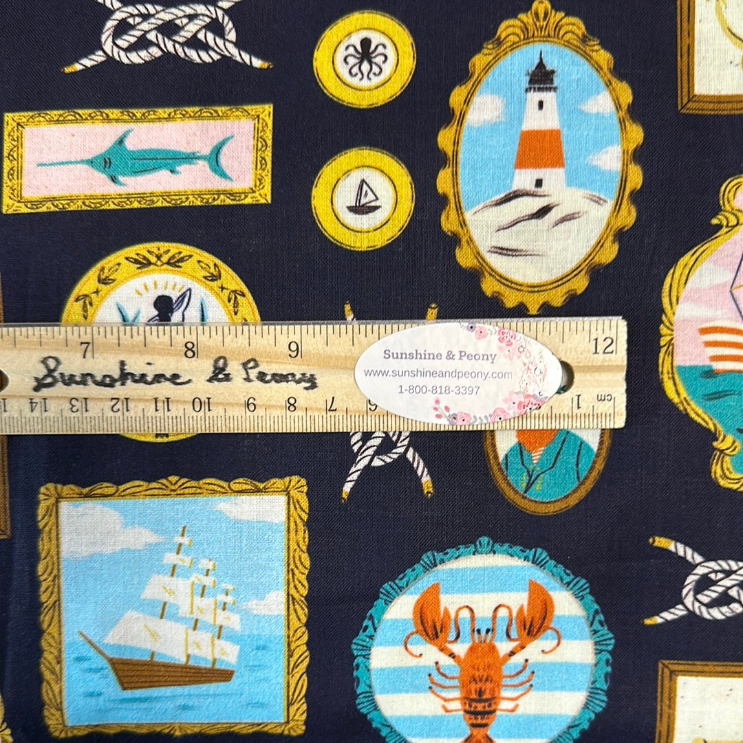 Dear Stella - Seafarer - Navy - Priced by the Half Metre