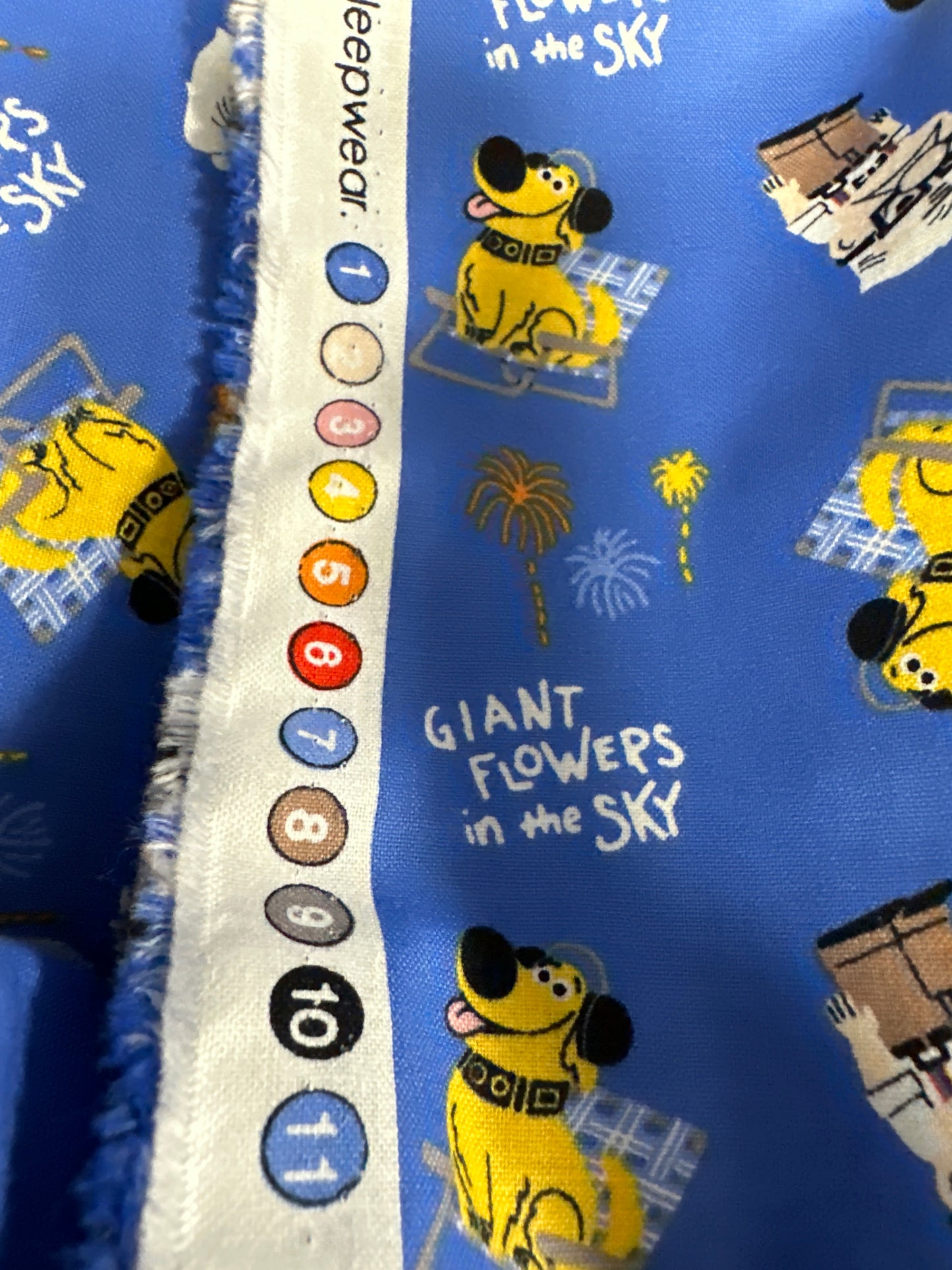 Disney Pixar Up Dug Days Collection - Flowers in the Sky - Cotton - Blue