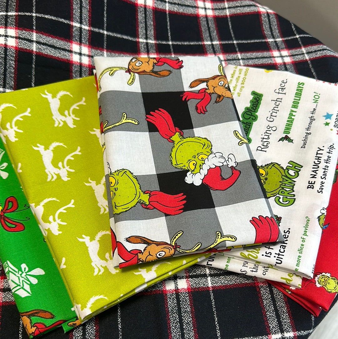 Robert Kaufman - Grinch Christmas Fabrics - Fat Quarter Bundle