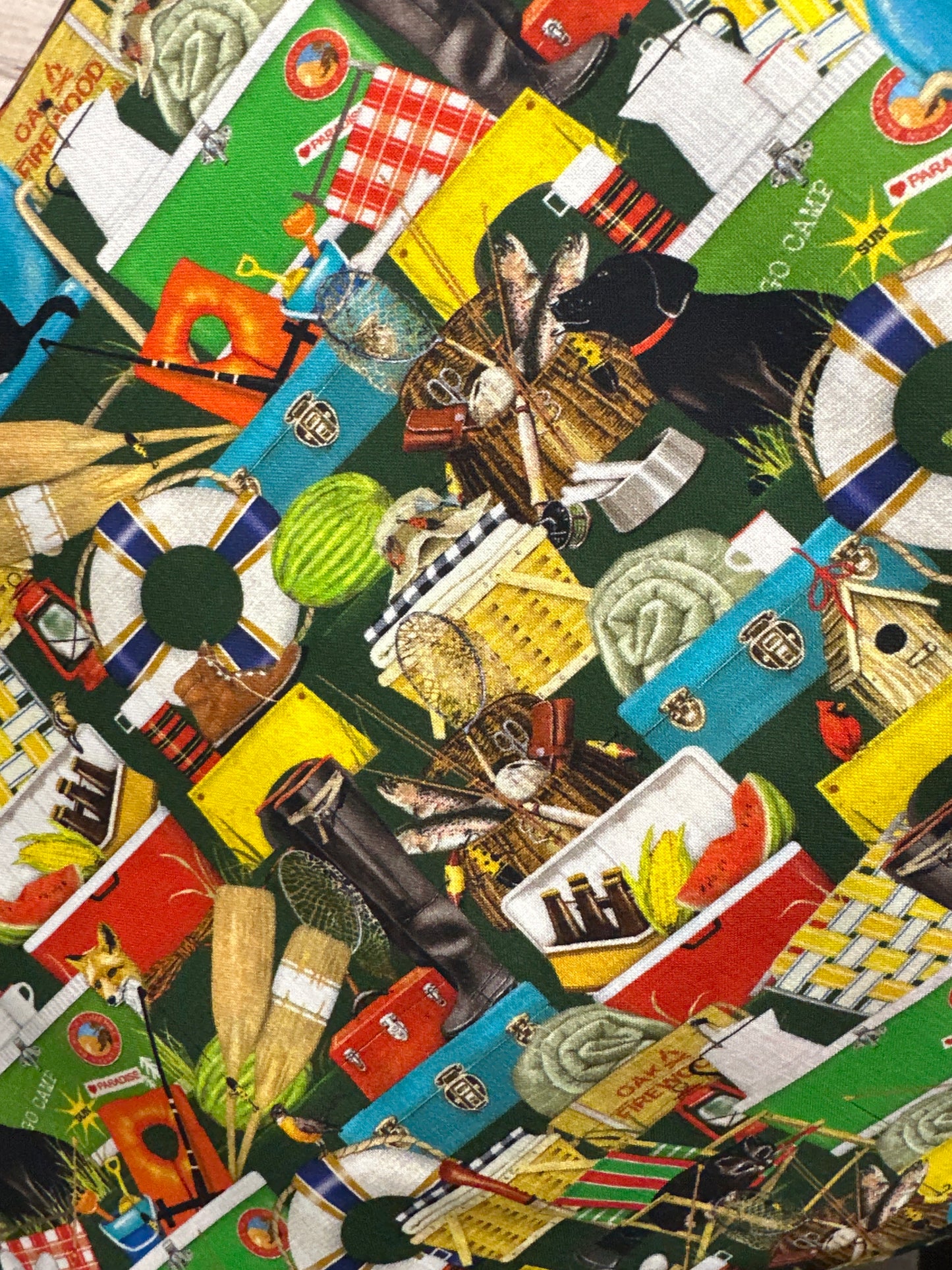 Robert Kaufman Fabrics - Lake House by Mary Lake Thompson for Robert Kaufman - Adventure - Camping supplies - Priced per half metre