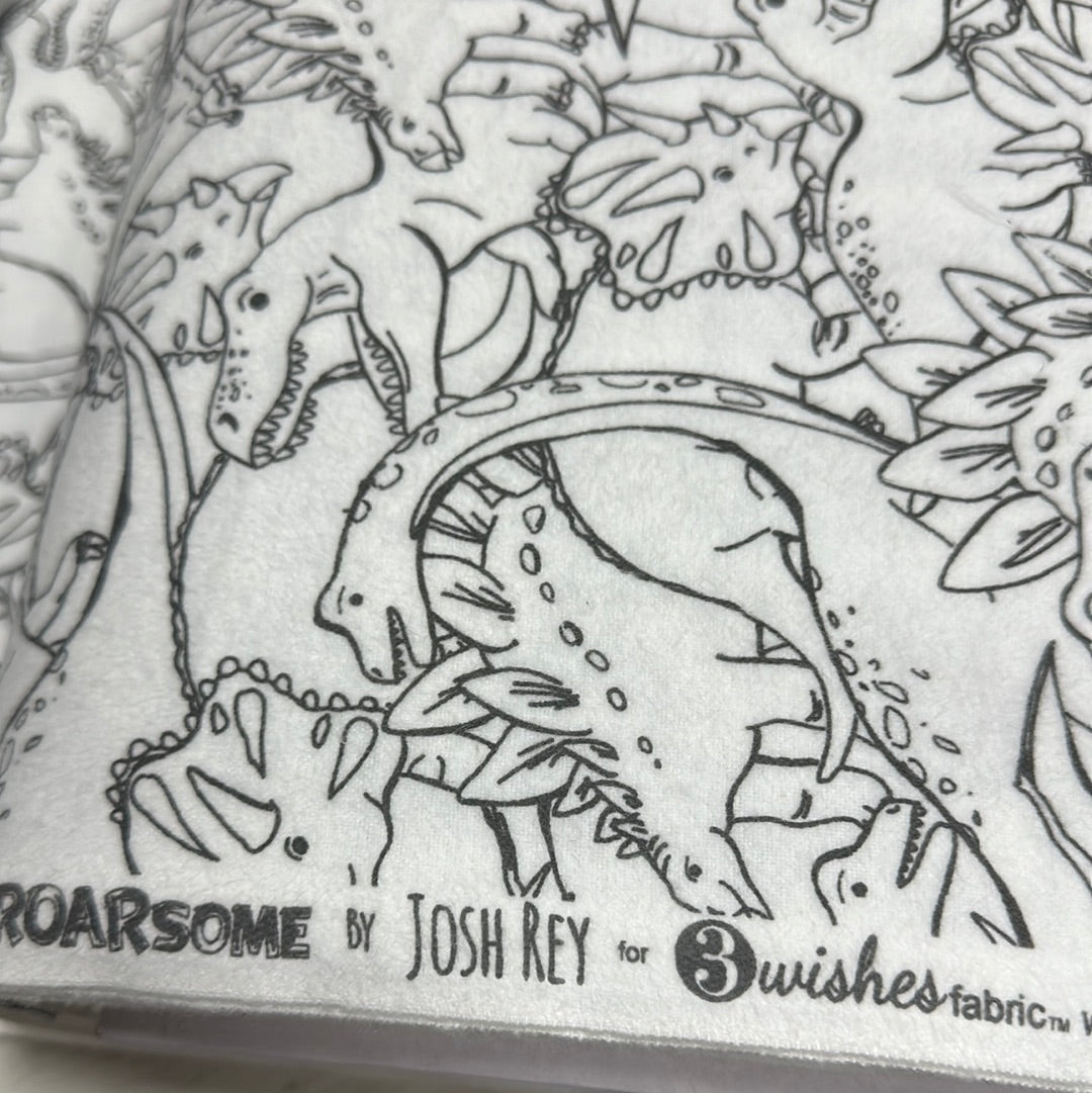Flannel - 3 Wishes - Totally Roarsome Flannel by Josh Rey Collection - Outlines - White - Priced by the Half Metre