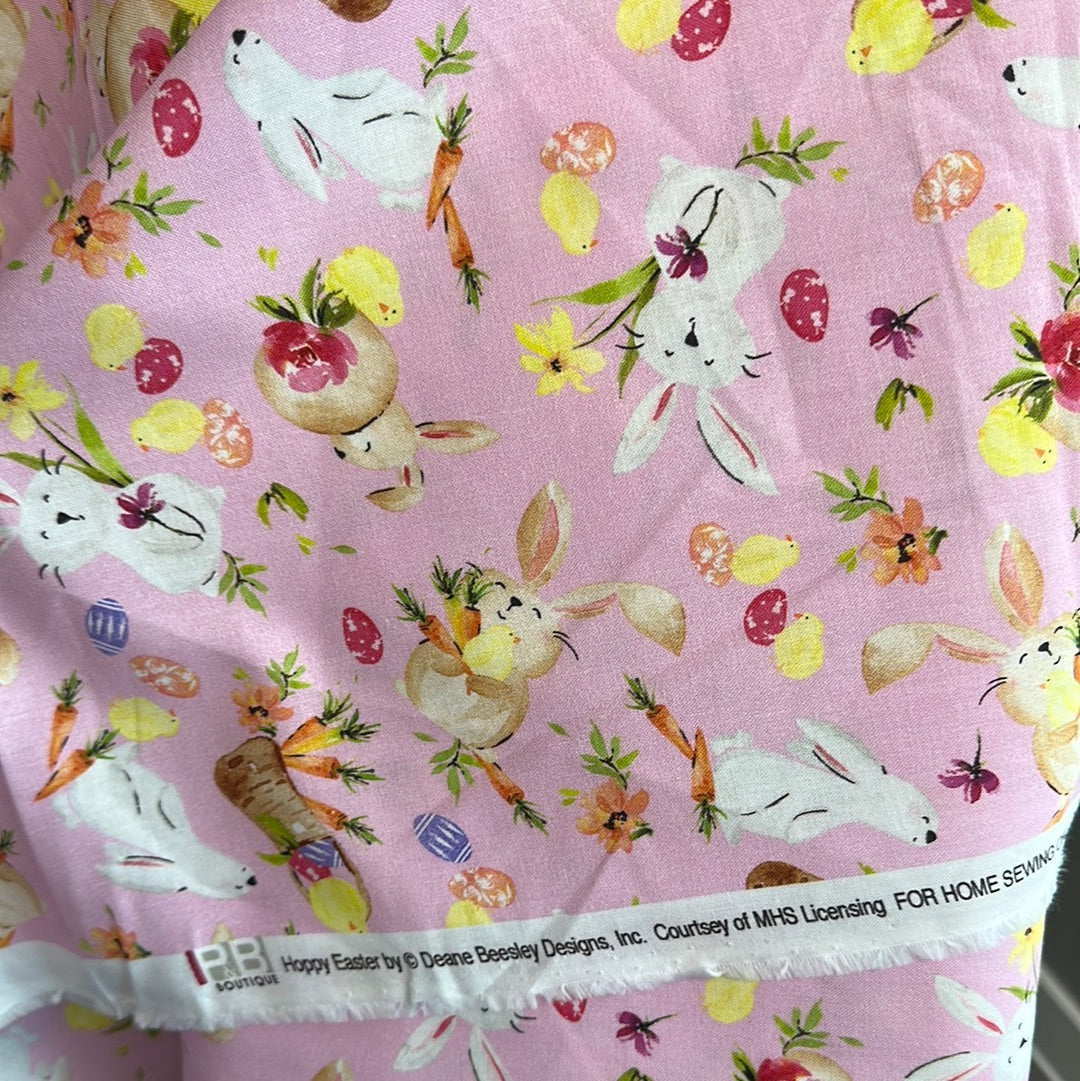 P & B Textiles - Tossed Bunnies - Hoppy Easter - Pink