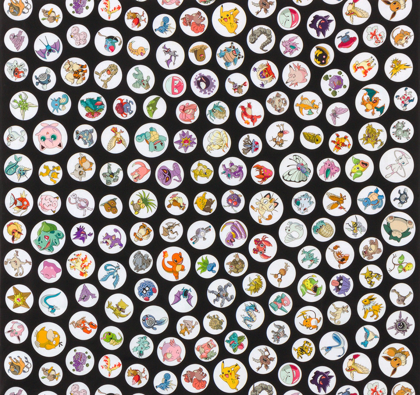 Pokémon in Circles - Black - Robert Kaufman Fabrics - Priced by the half metre