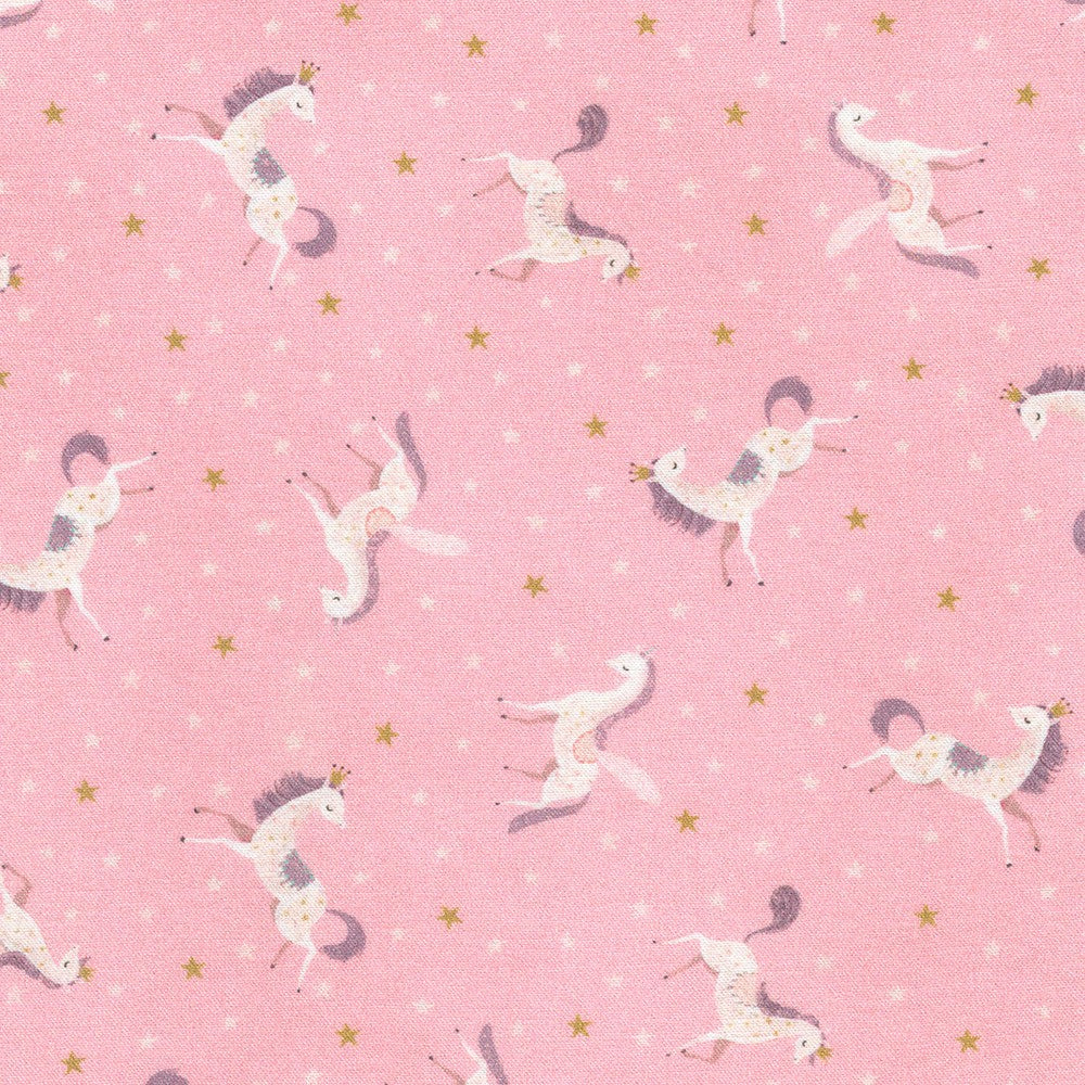 Last cut from bolt - 55" x width of fabric - Robert Kaufman Fabrics - Unicorn Meadow - Pink