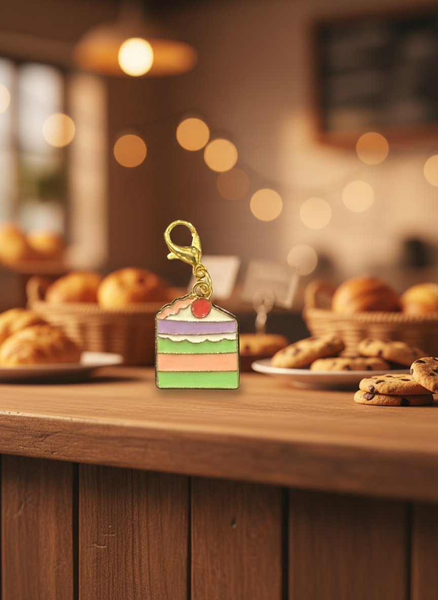 Stitch Marker/Zipper pull  - Charm - Pastel Slice of Cake