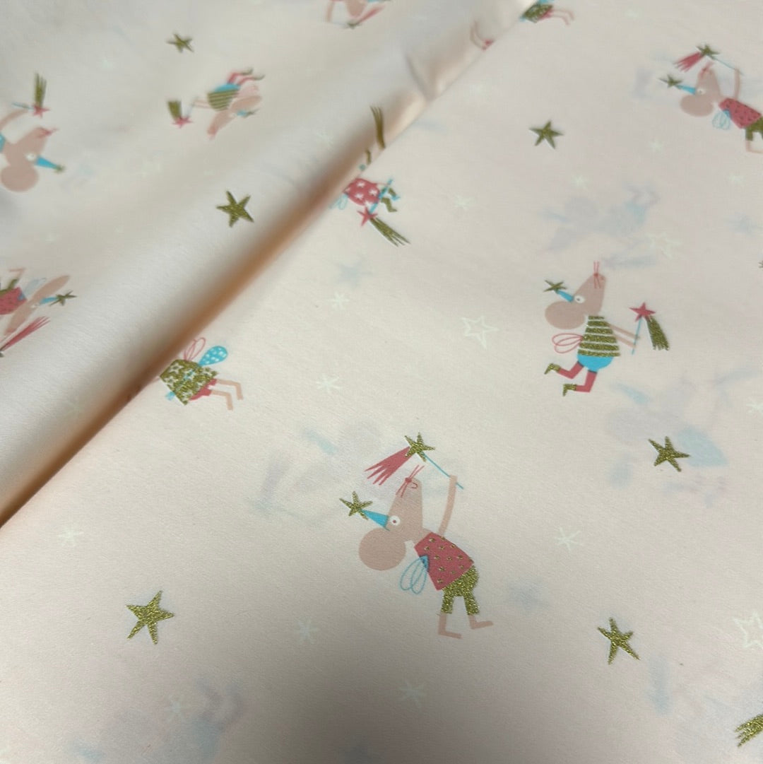 Katia Fabrics - Poplin Gold Tooth Fairy - Pink