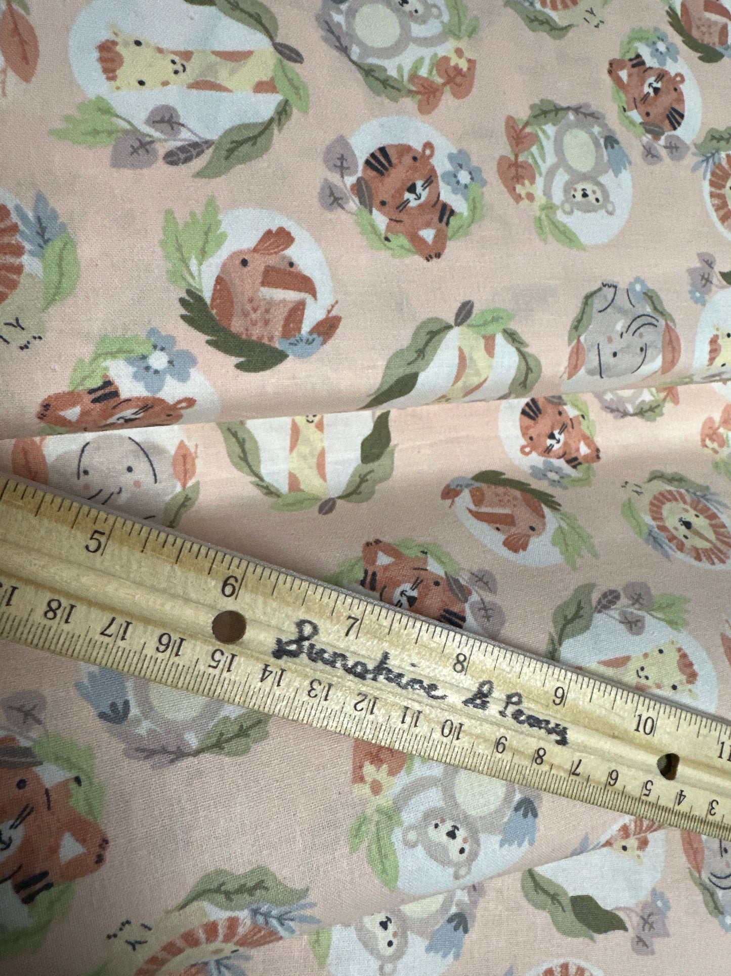 3 Wishes Fabric - Sweet Savanna - Animal Smiles - Coral