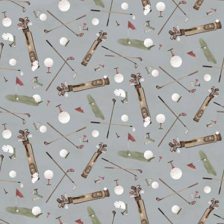 Riley Blake - Golf Days by Tara Reed Collection - Golf Days Main - Gray - Only 2 Pre Cut Fat Quarters available