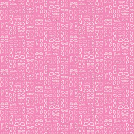 Riley Blake Barbie World Collection - Barbie Glasses - Medium Pink  - Priced per Full Yard 36" x width of fabric