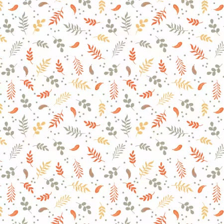 David Textiles - Flannel - Nature Leaves and Dots - Priced per half metre