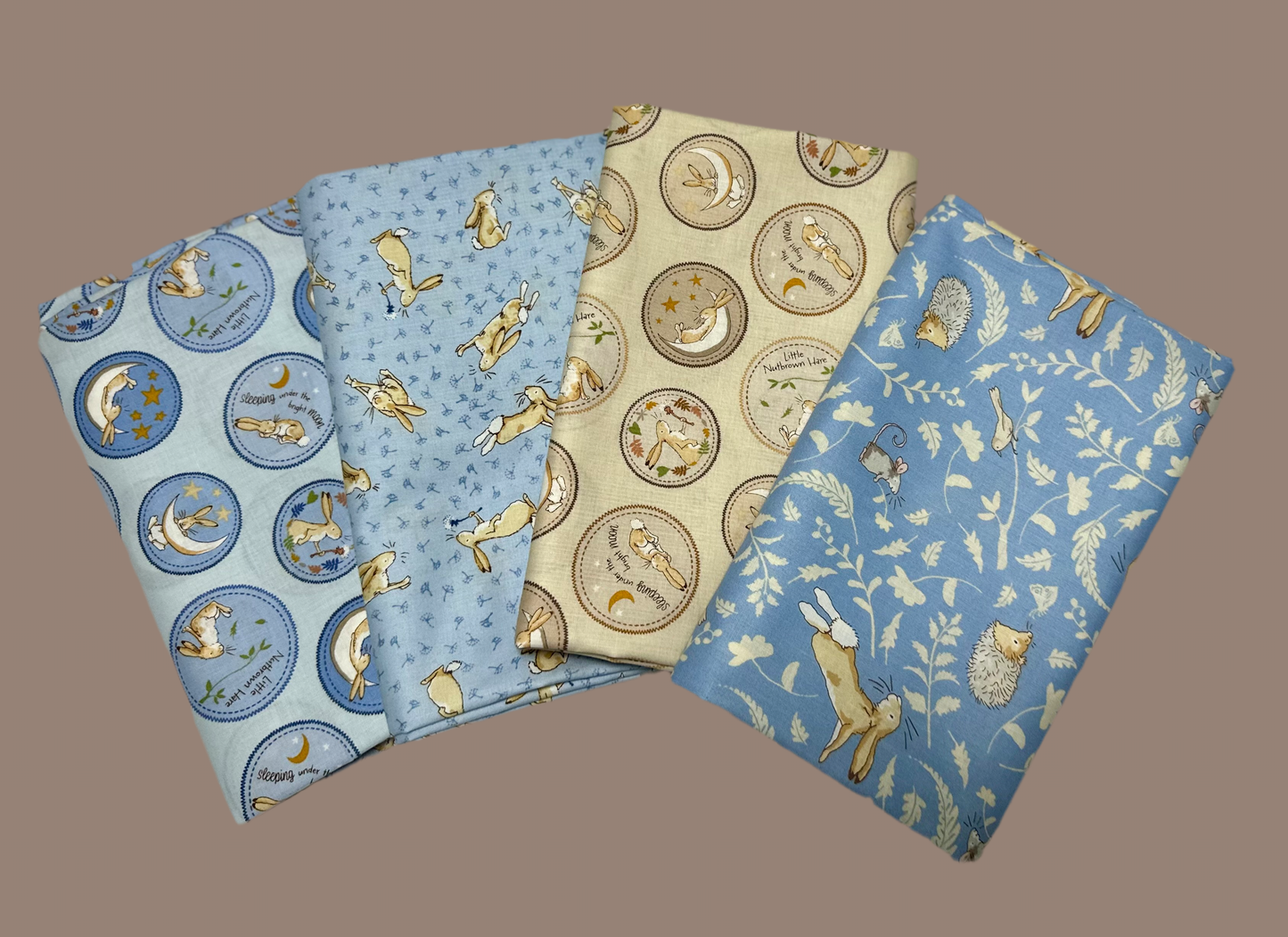 Clothworks - Guess How Much I Love You 2024 Collection - Badges - Light Slate - Priced by the half metre
