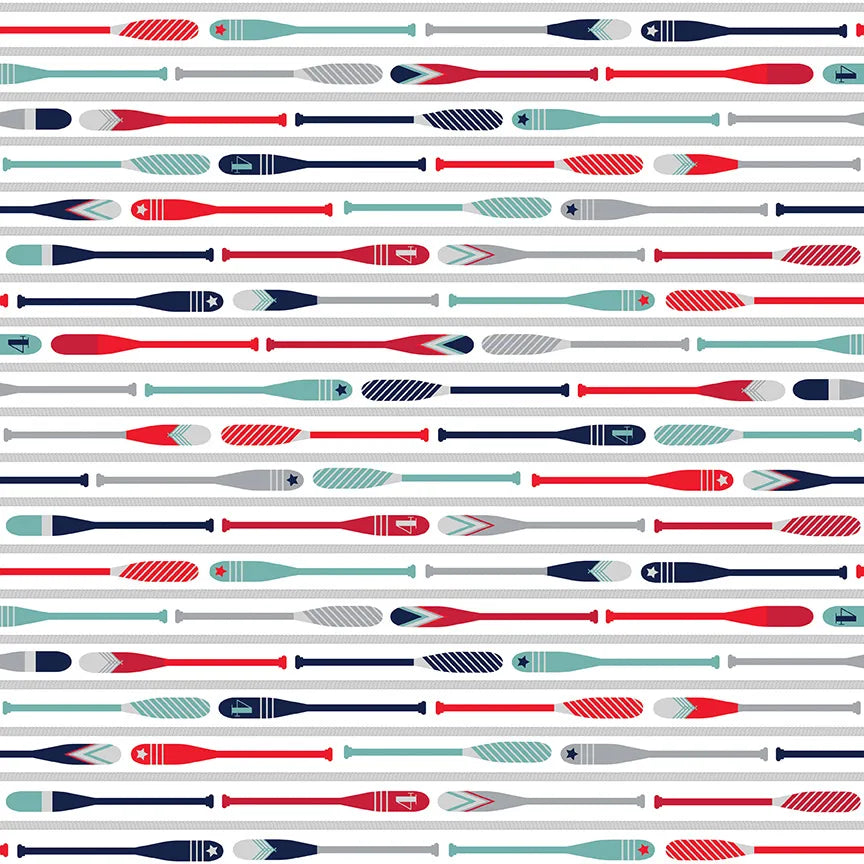 Deep Blue Sea Oars White - Riley Blake