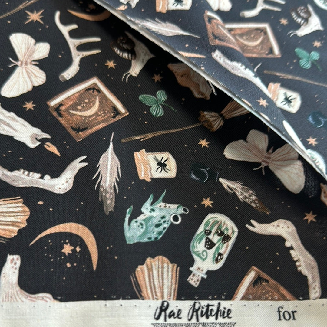 Dear Stella - Goblincore - Magic Tools - Carbon by Rae Ritchie - Sold by the half metre