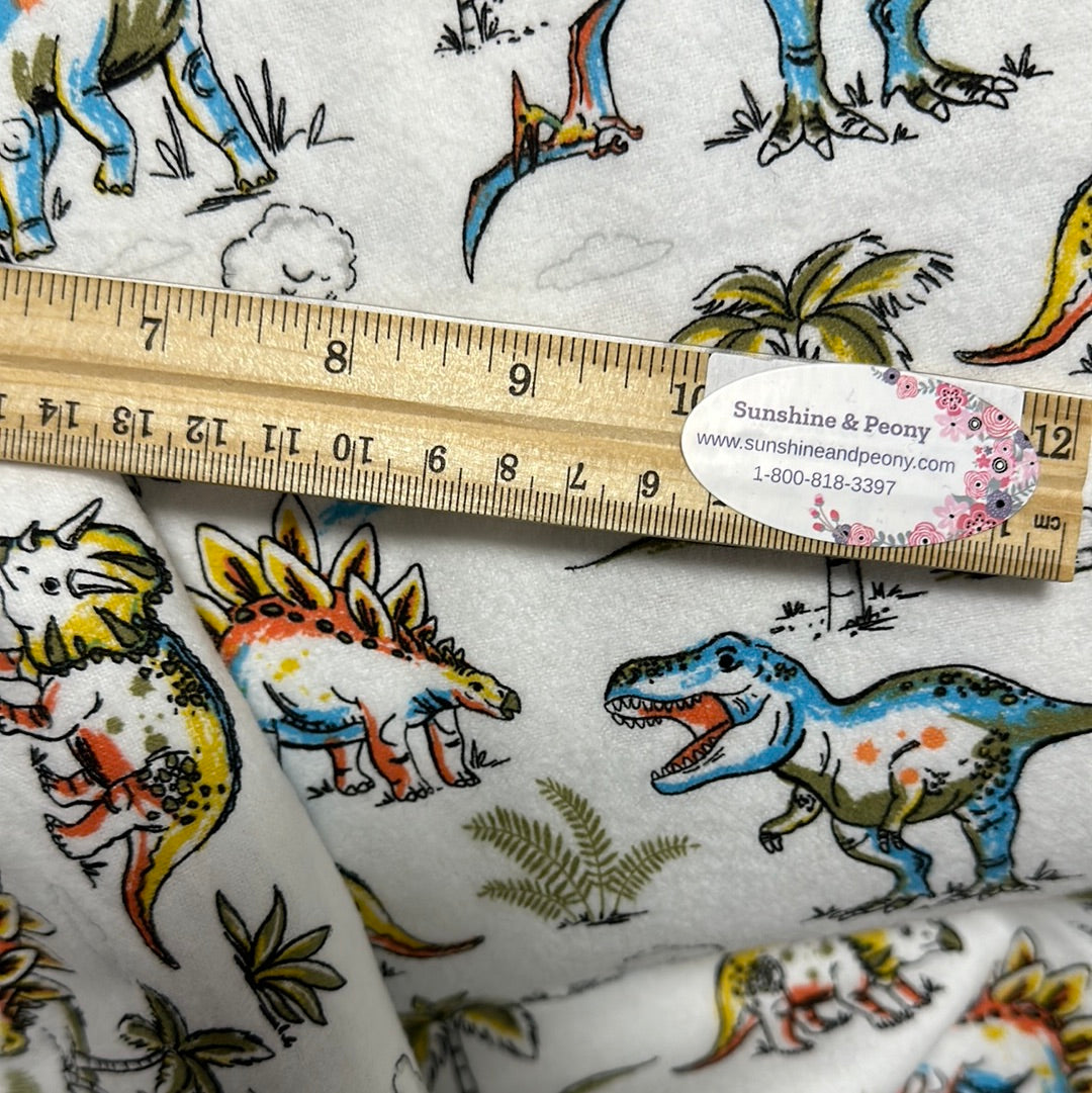 Flannel - 3 Wishes - Totally Roarsome Flannel by Josh Rey Collection  - Mighty Landscape -White - Priced by the Half Metre
