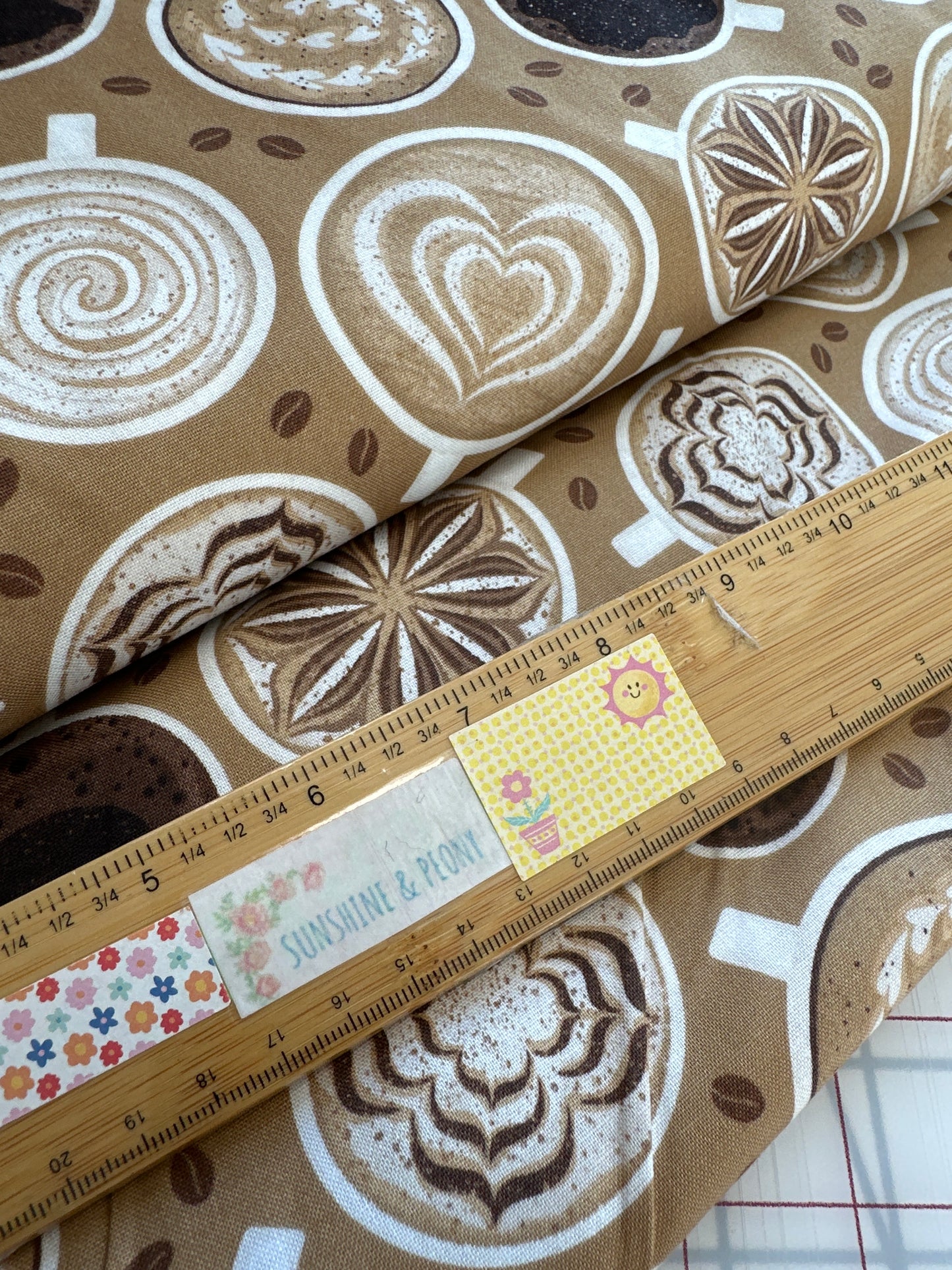 Coffee Art Allover - Latte by Wilmington Prints part of the Coffee Life Collection by Jennifer Pugh - Priced per half metre