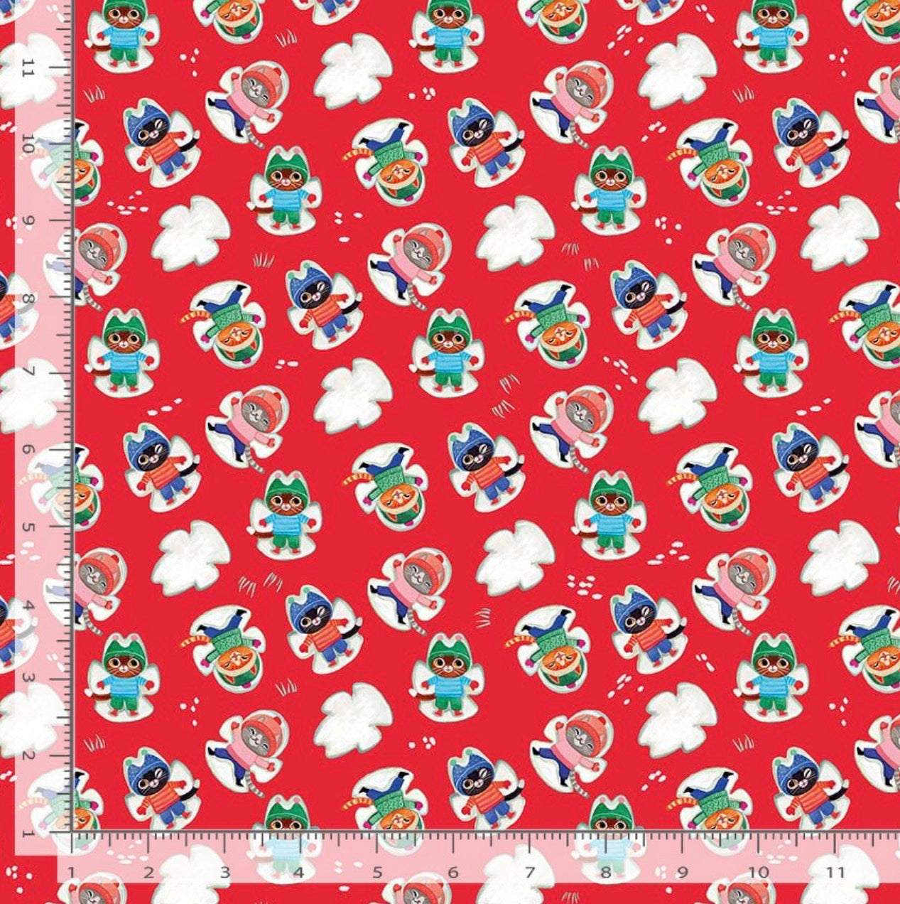 Dear Stella - Whisker's Wonderland - Flame - Snow Angels - Miriam Bos Collection - New for 2026 - Sold by the half metre